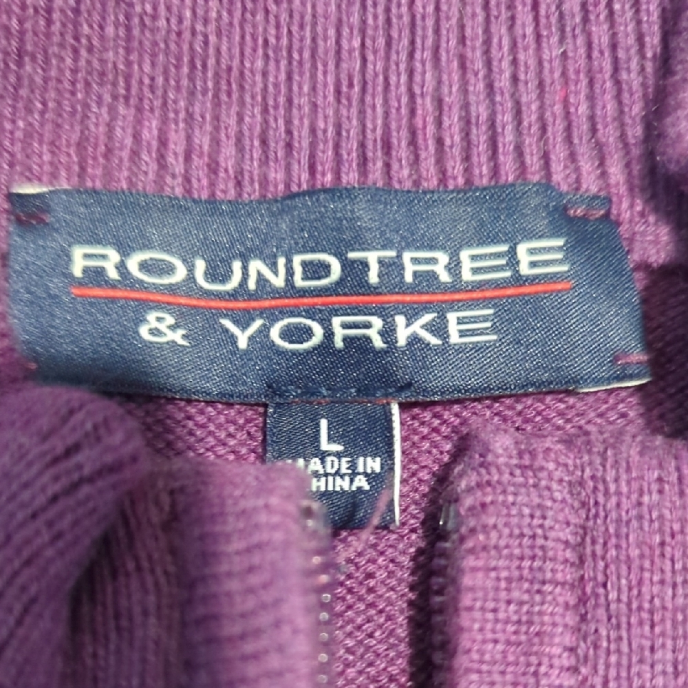 Roundtree & Yorke Men's Zip-Up Sweater in Deep Purple - Picture 5 of 5
